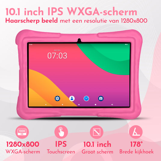 10.1" Kindertablet Pro - Blauw/Roze